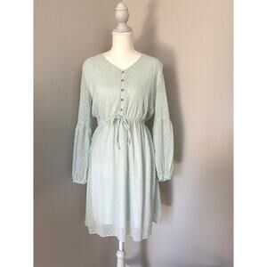 Alredine Mint Swiss Dot Dress | Medium | Boho Cottagecore